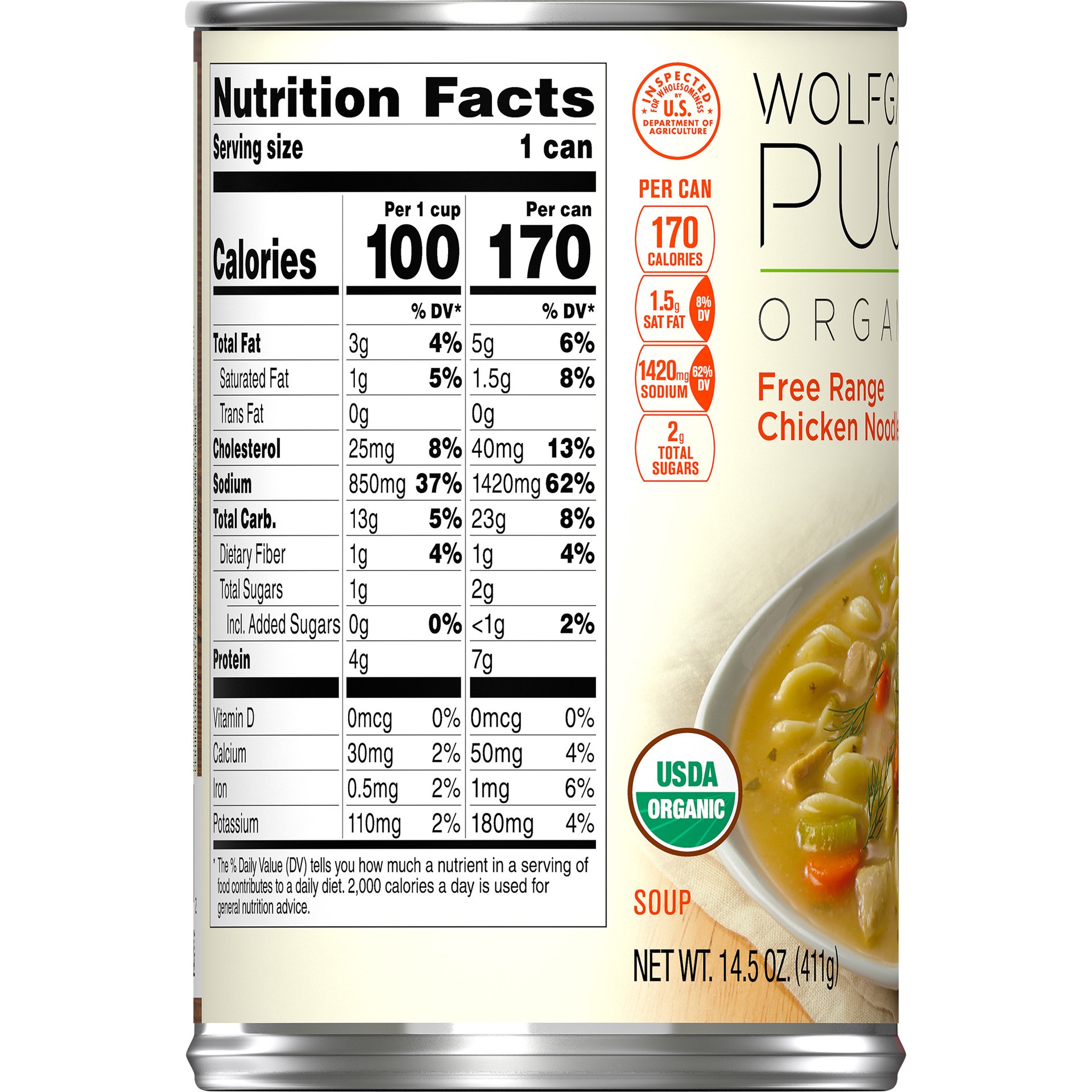 slide 3 of 5, Wolfgang Puck Organic Free Range Chicken Noodle Soup, 14.5 oz., 14.5 oz