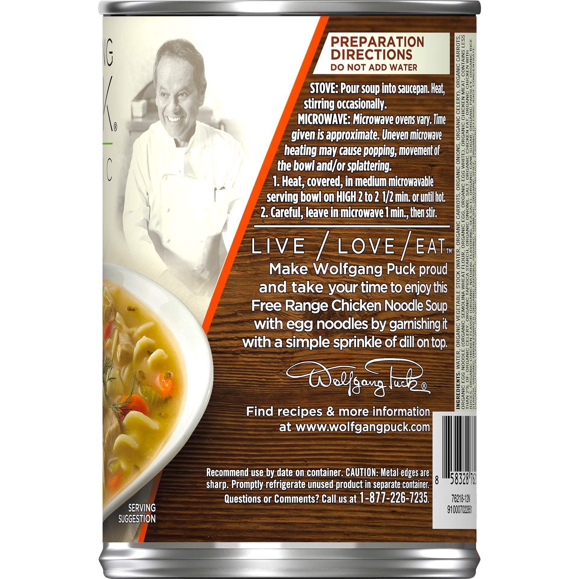 slide 5 of 5, Wolfgang Puck Organic Free Range Chicken Noodle Soup, 14.5 oz., 14.5 oz