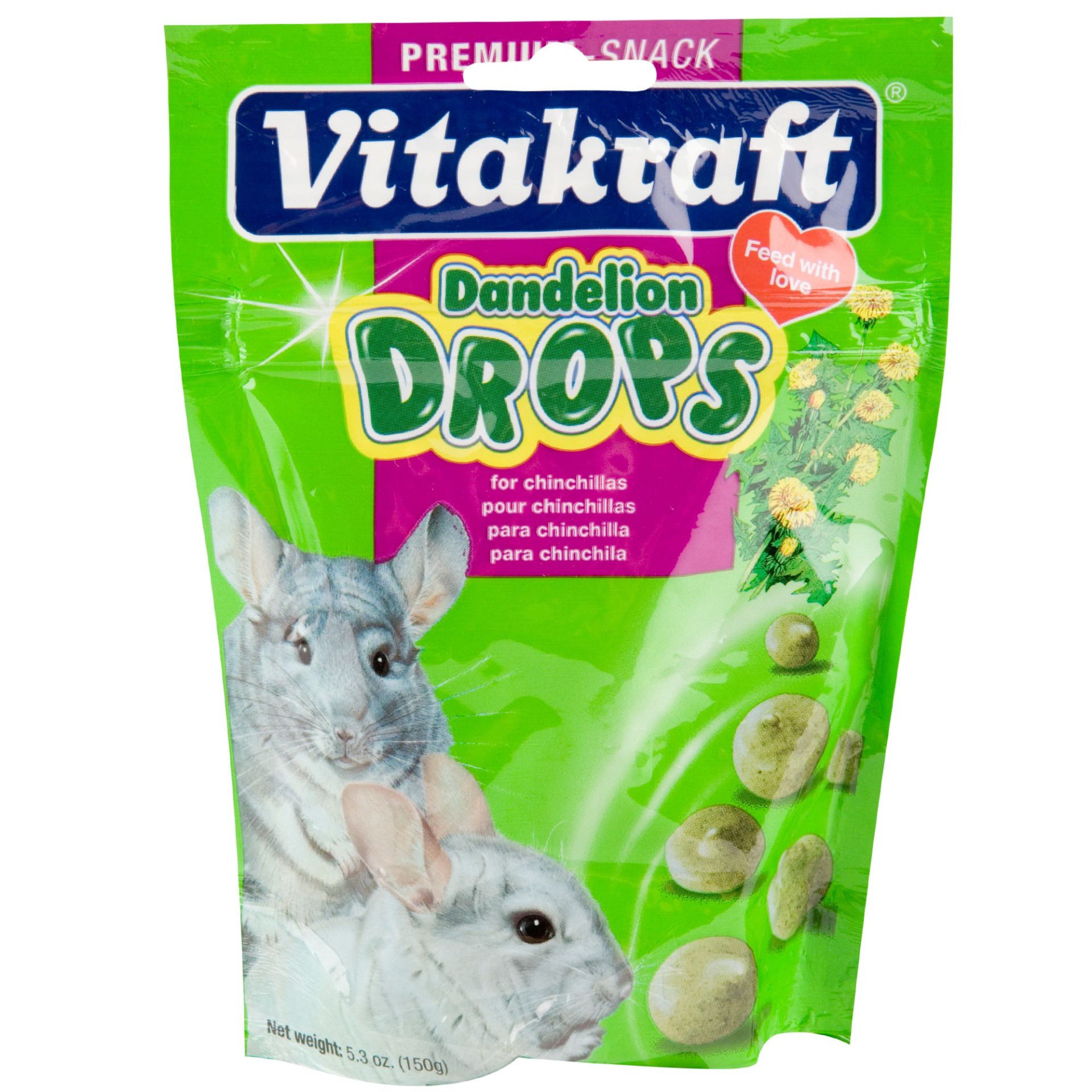 slide 1 of 1, Vitakraft Drops with Dandelion Chinchilla Treats, 5.3 oz