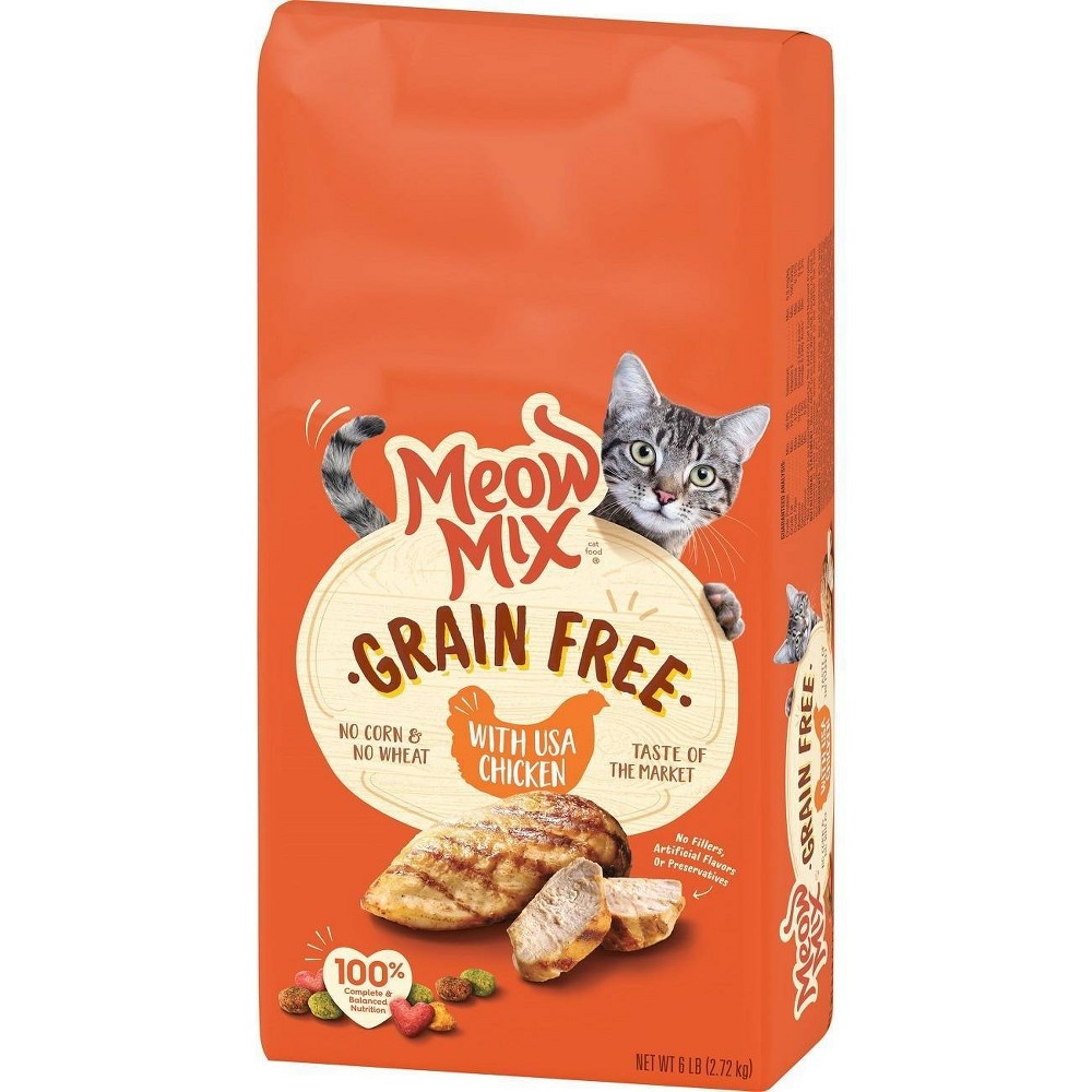 slide 2 of 4, Meow Mix Grain Free with USA Chicken, 6 lb