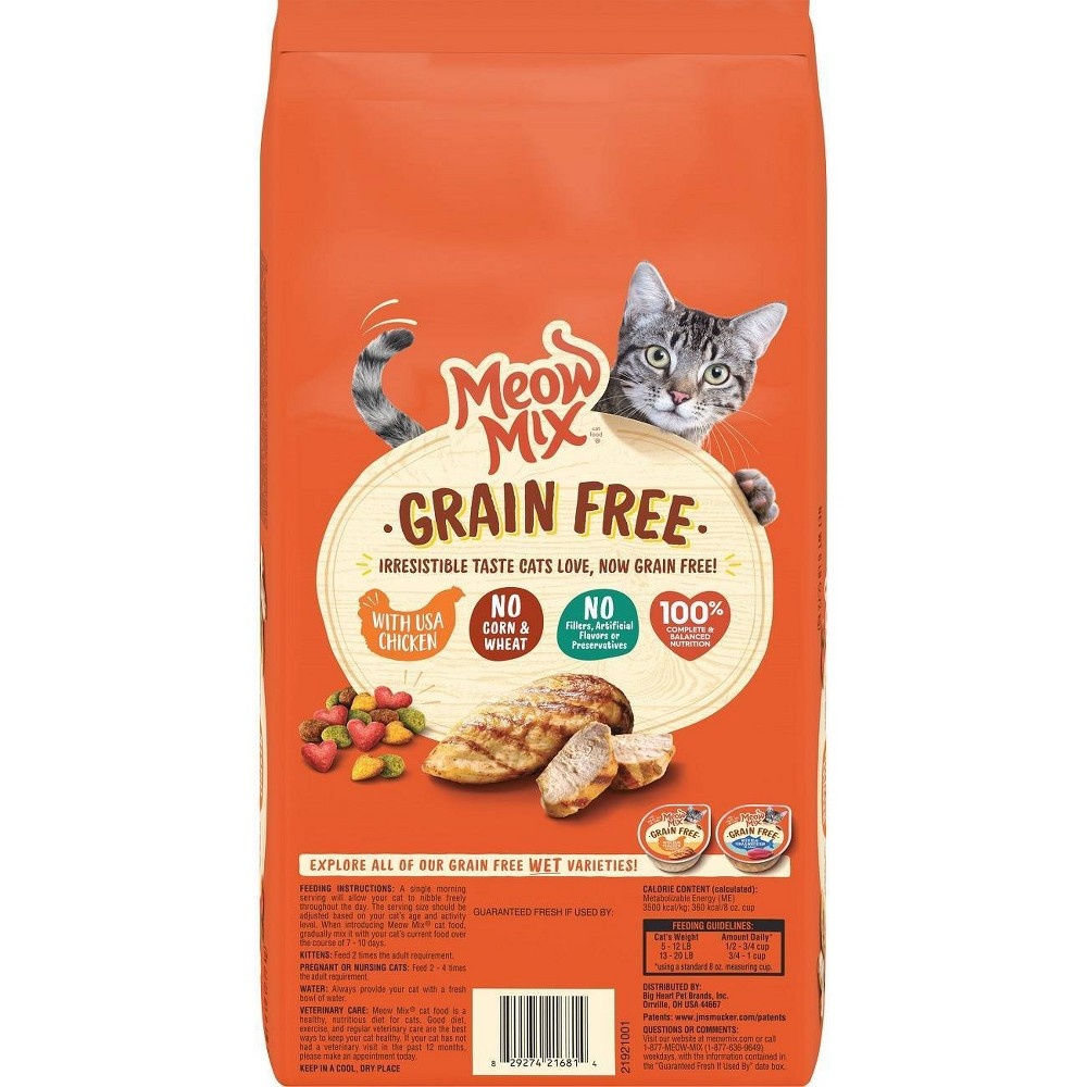 slide 3 of 4, Meow Mix Grain Free with USA Chicken, 6 lb