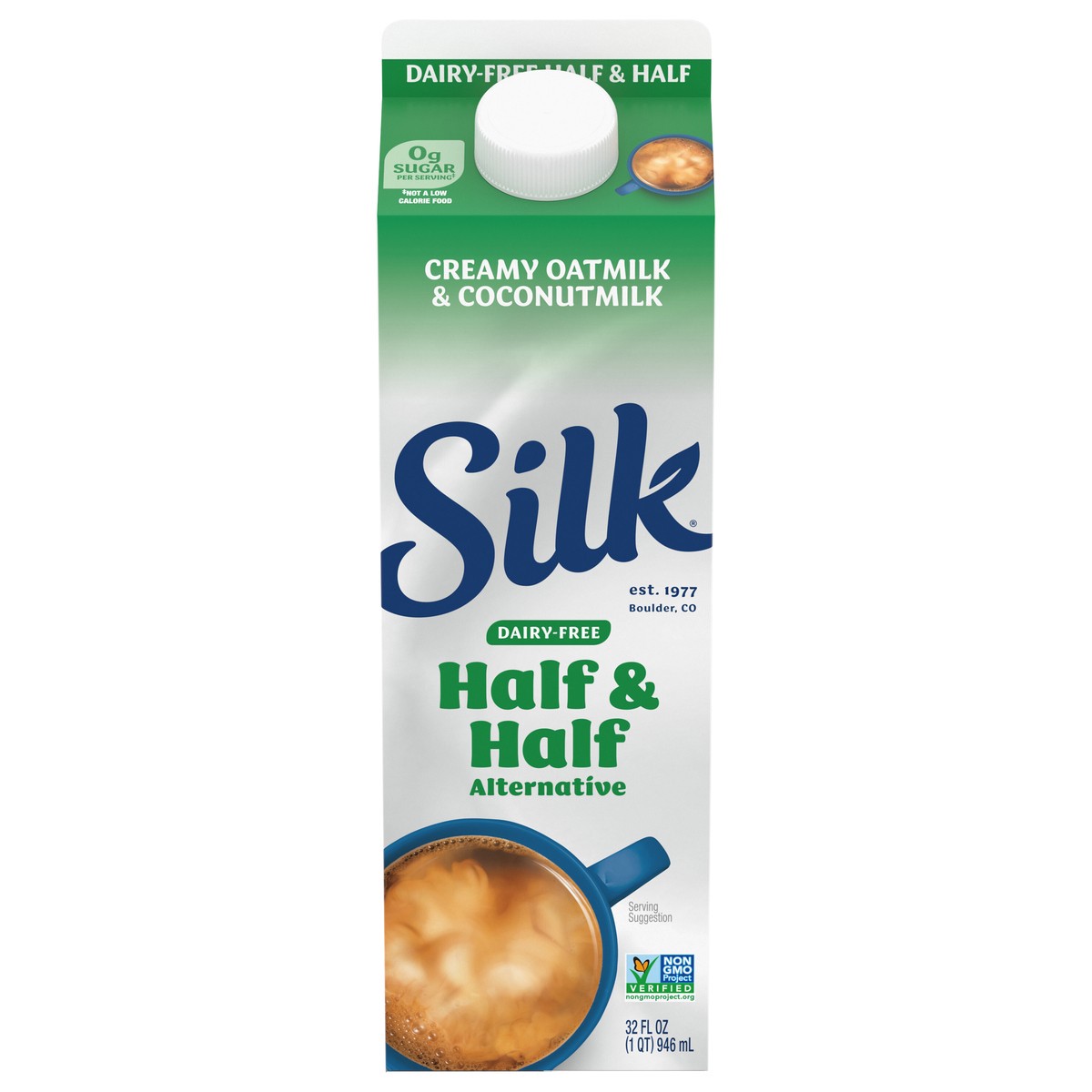 slide 1 of 5, Silk Half and Half Alternative, Dairy Free, Gluten Free, 32 FL OZ Carton, 32 fl oz