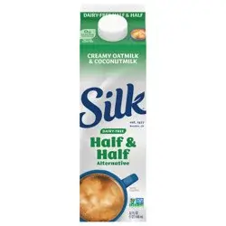 Silk Half & Half Alternative, Creamy Oat Milk and Coconut Milk, Smooth, Lusciously Creamy Dairy Free and Gluten Free Half and Half Creamer From the No. 1 Brand of Plant Based Creamers, 32 FL OZ Carton