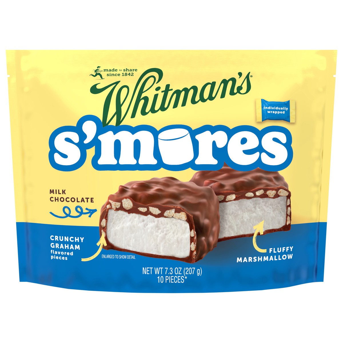 slide 1 of 4, WHITMAN'S S'Mores Milk Chocolate Candy Classic Marshmallow, 7.3 oz bag, 10 ct