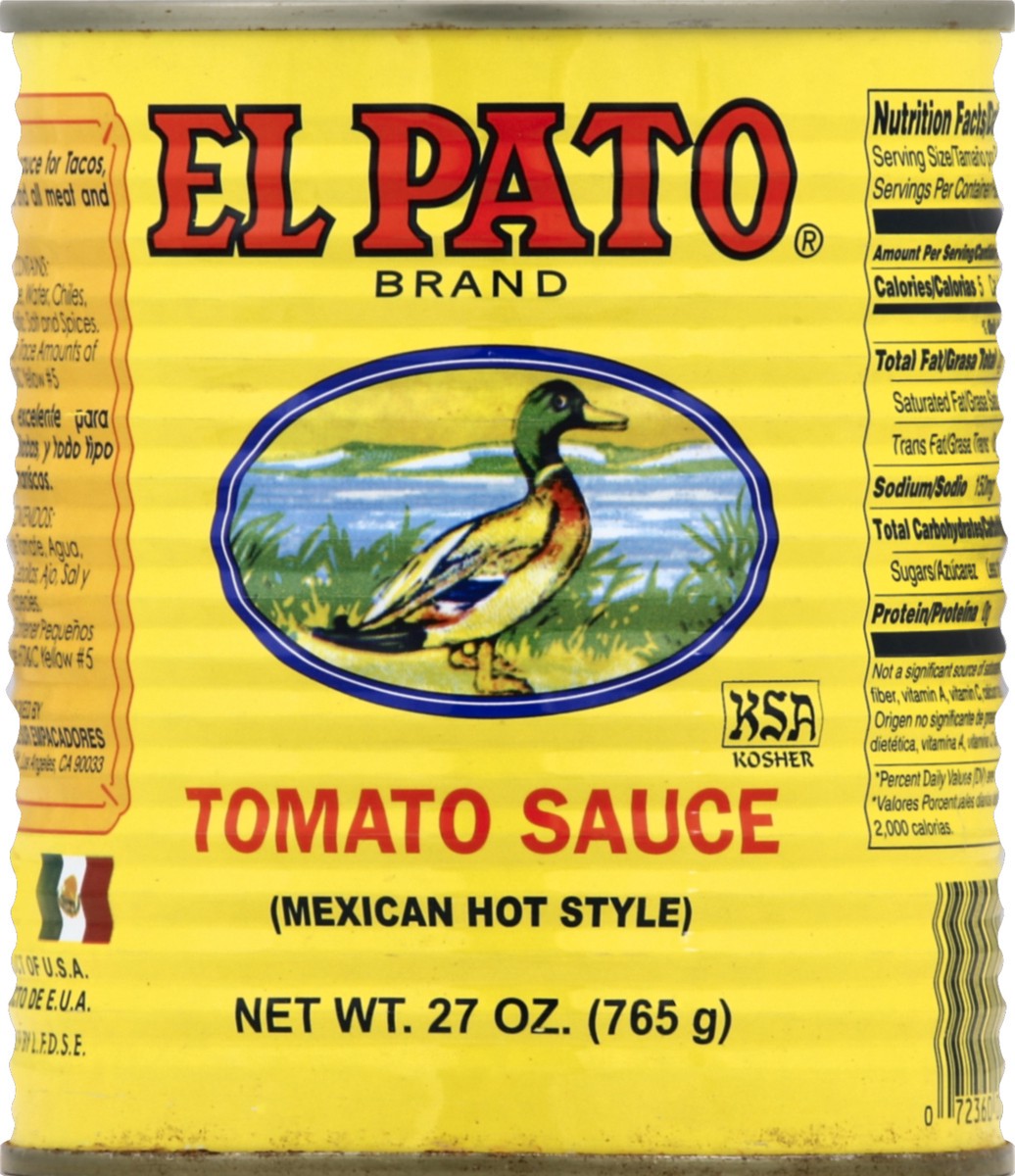 slide 2 of 2, El Pato Hot Tomato Sauce, 27 oz