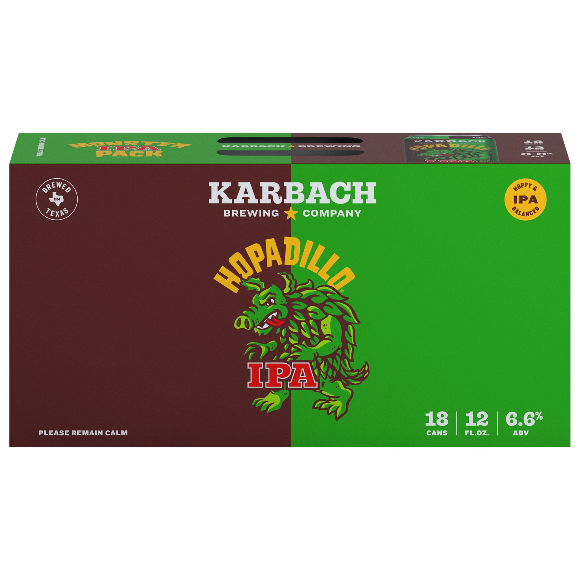 slide 2 of 3, Karbach Brewing Co. Hopadillo IPA, 18 pack, 12 fl oz Cans, 18 ct; 12 oz
