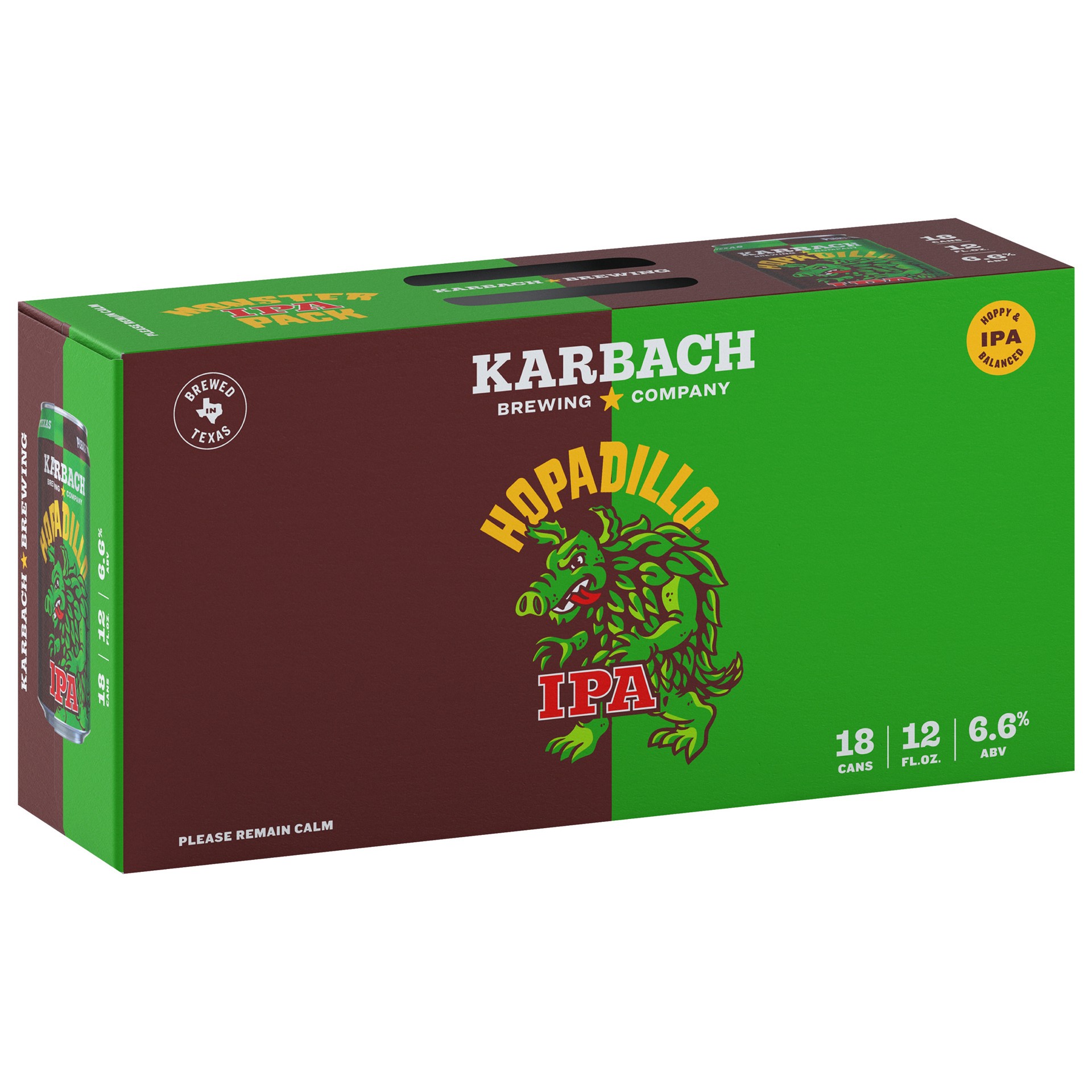 slide 1 of 3, Karbach Brewing Co. Hopadillo IPA, 18 pack, 12 fl oz Cans, 18 ct; 12 oz