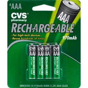 slide 1 of 1, CVS Pharmacy Rechargeable Aaa Batteries, 4 ct