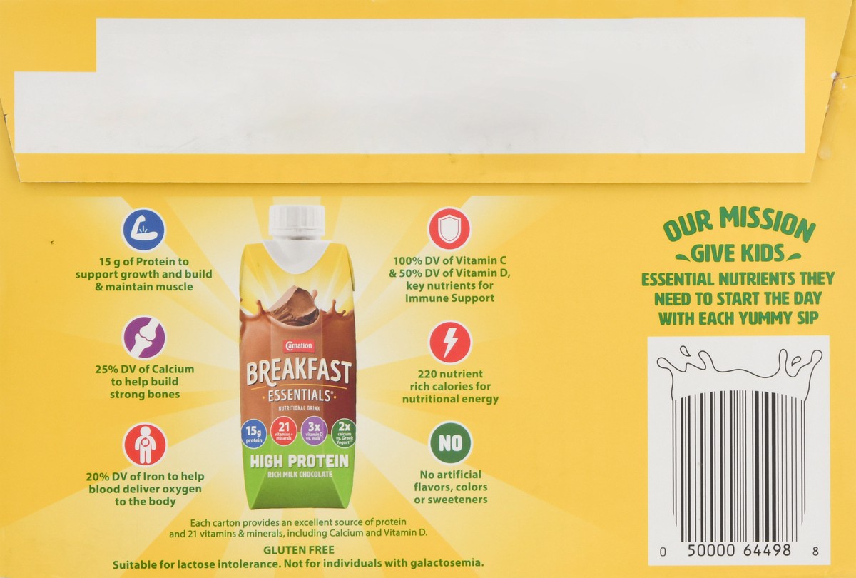 slide 2 of 12, Carnation Breakfast Essentials High Protein Rich Milk Chocolate Nutritional Drink 12 - 8 fl oz Cartons, 12 ct
