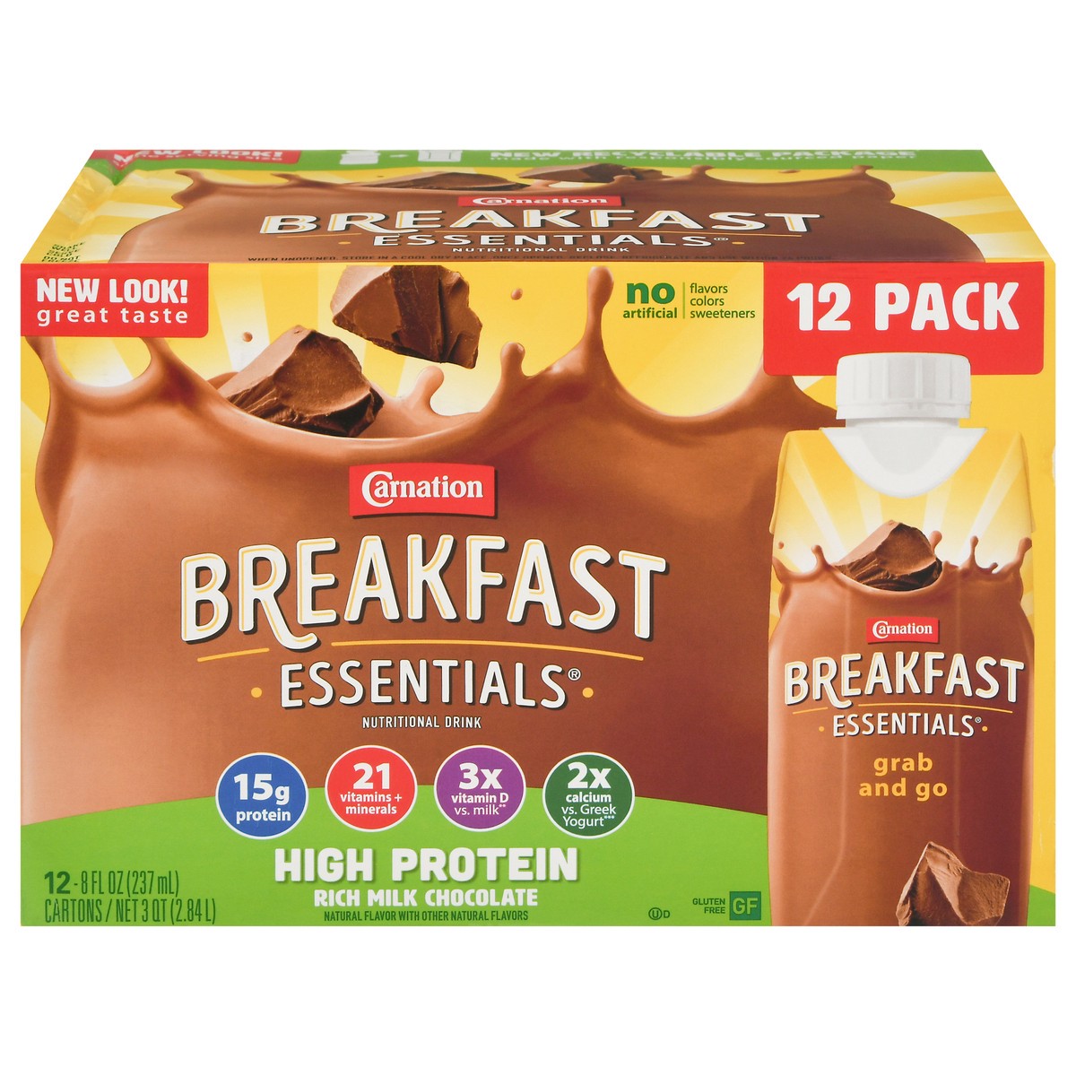 slide 1 of 12, Carnation Breakfast Essentials High Protein Rich Milk Chocolate Nutritional Drink 12 - 8 fl oz Cartons, 12 ct