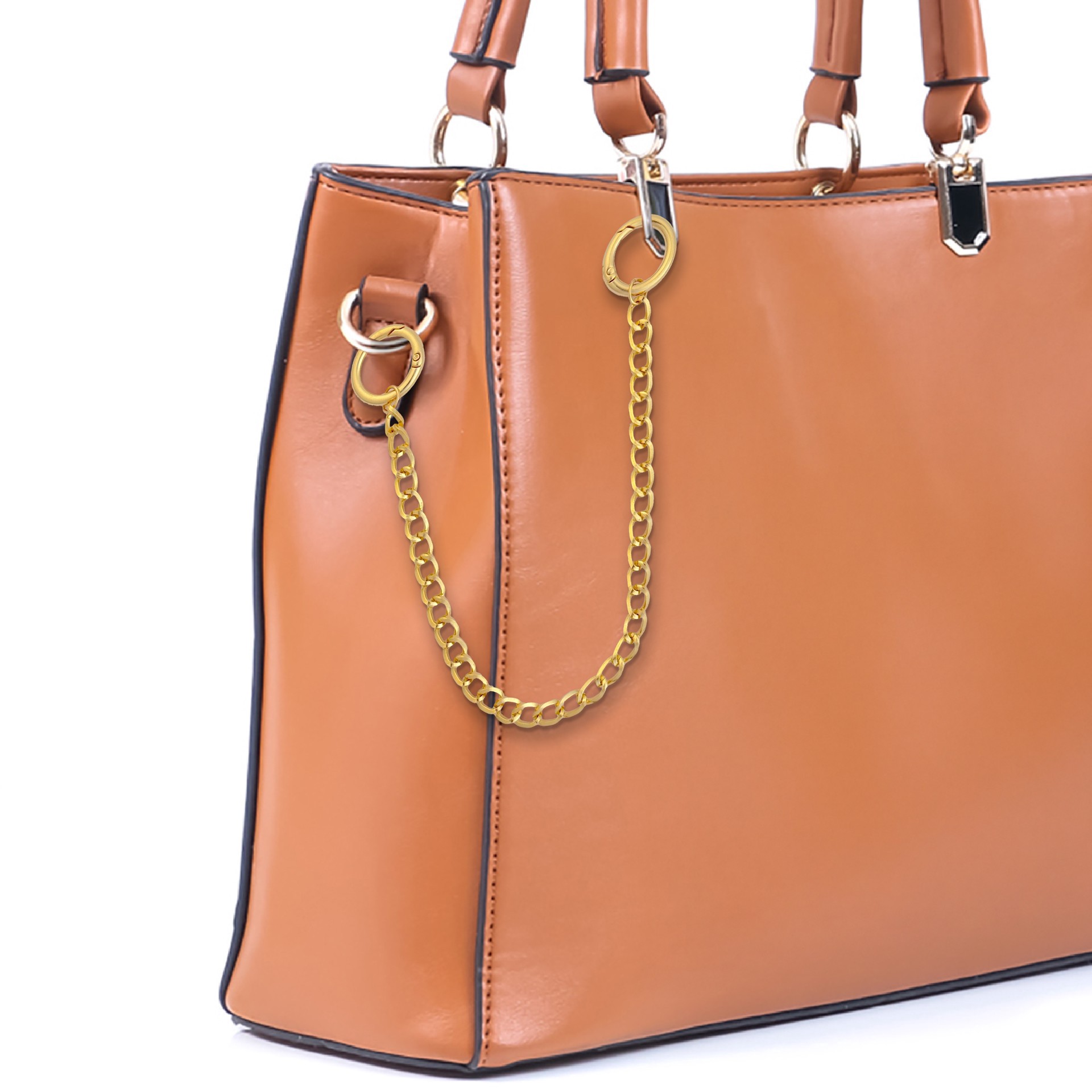 slide 3 of 3, Blue Moon Studio 10.25" Gold Bag Chain With Circle Clasps, 10.25 in