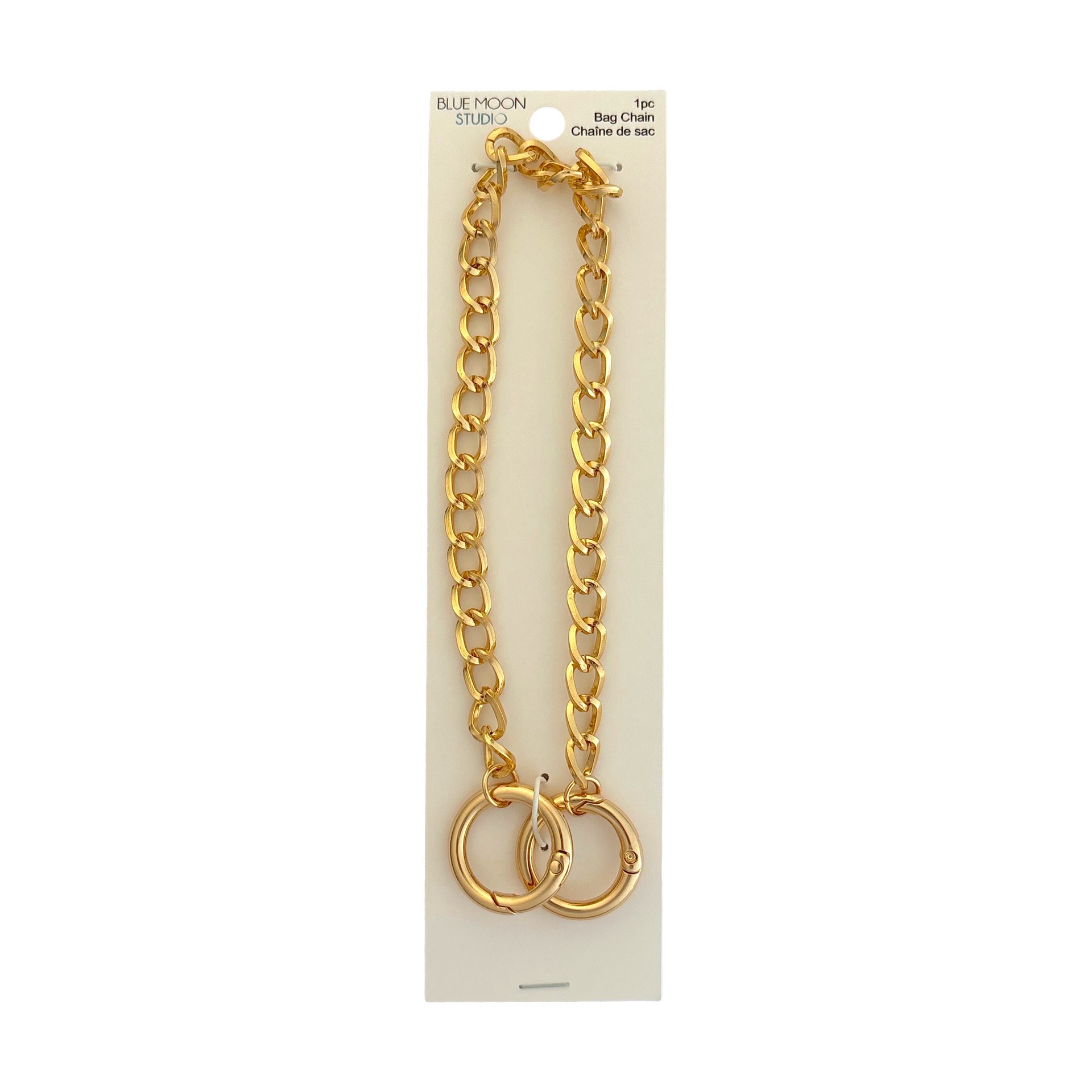 slide 2 of 3, Blue Moon Studio 10.25" Gold Bag Chain With Circle Clasps, 10.25 in