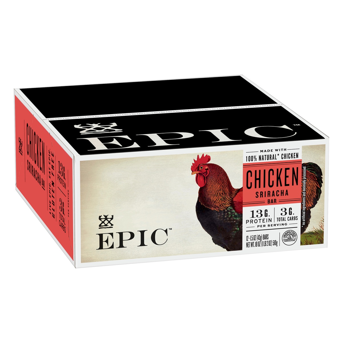 slide 2 of 10, Epic Chicken Sriracha Protein Bars, Keto Consumer Friendly, 12 ct; 1.5 oz