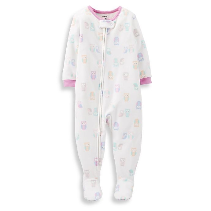 slide 1 of 1, Carter's Owl Microfleece PJs - White, 1 ct; 12 M