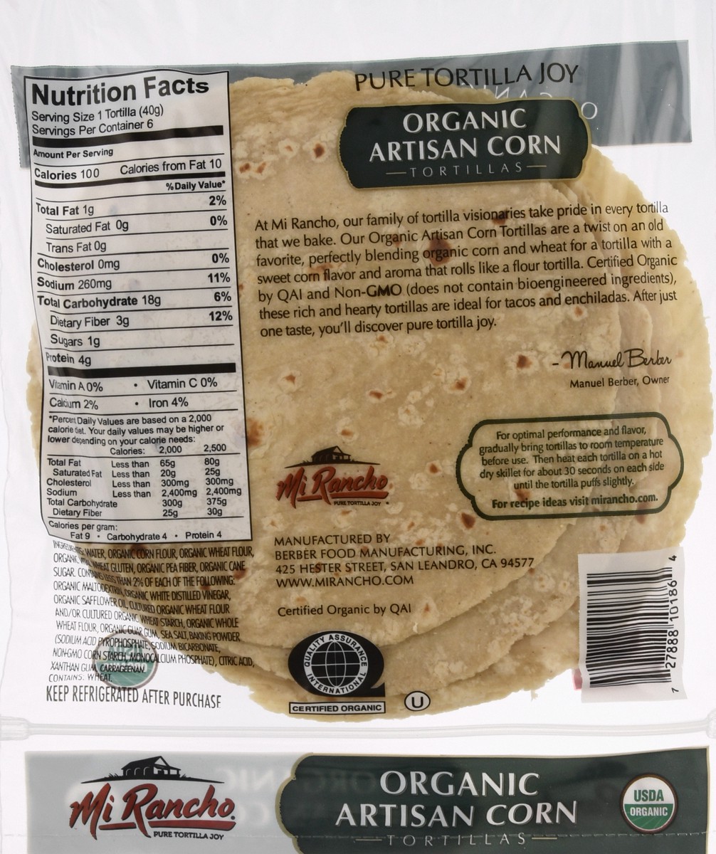 slide 3 of 12, Mi Rancho Organic Artisan Corn Tortillas 6 ea, 6 ct