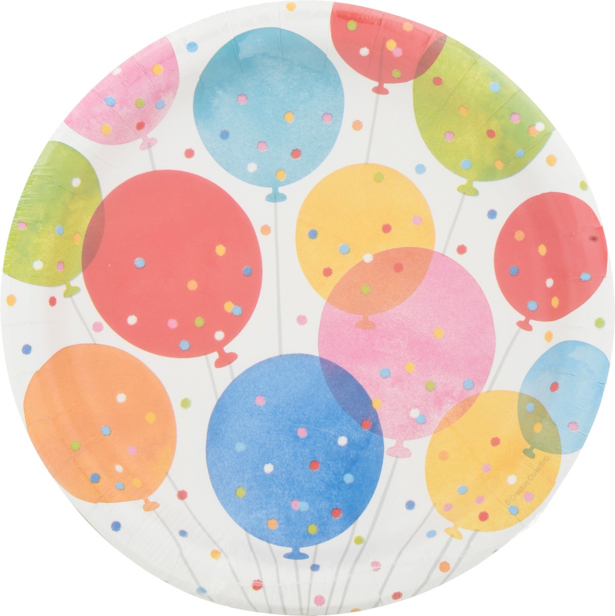 slide 8 of 9, Celebrations 8.75 Inch Confetti Balloons Plates 8 ea, 8 ct