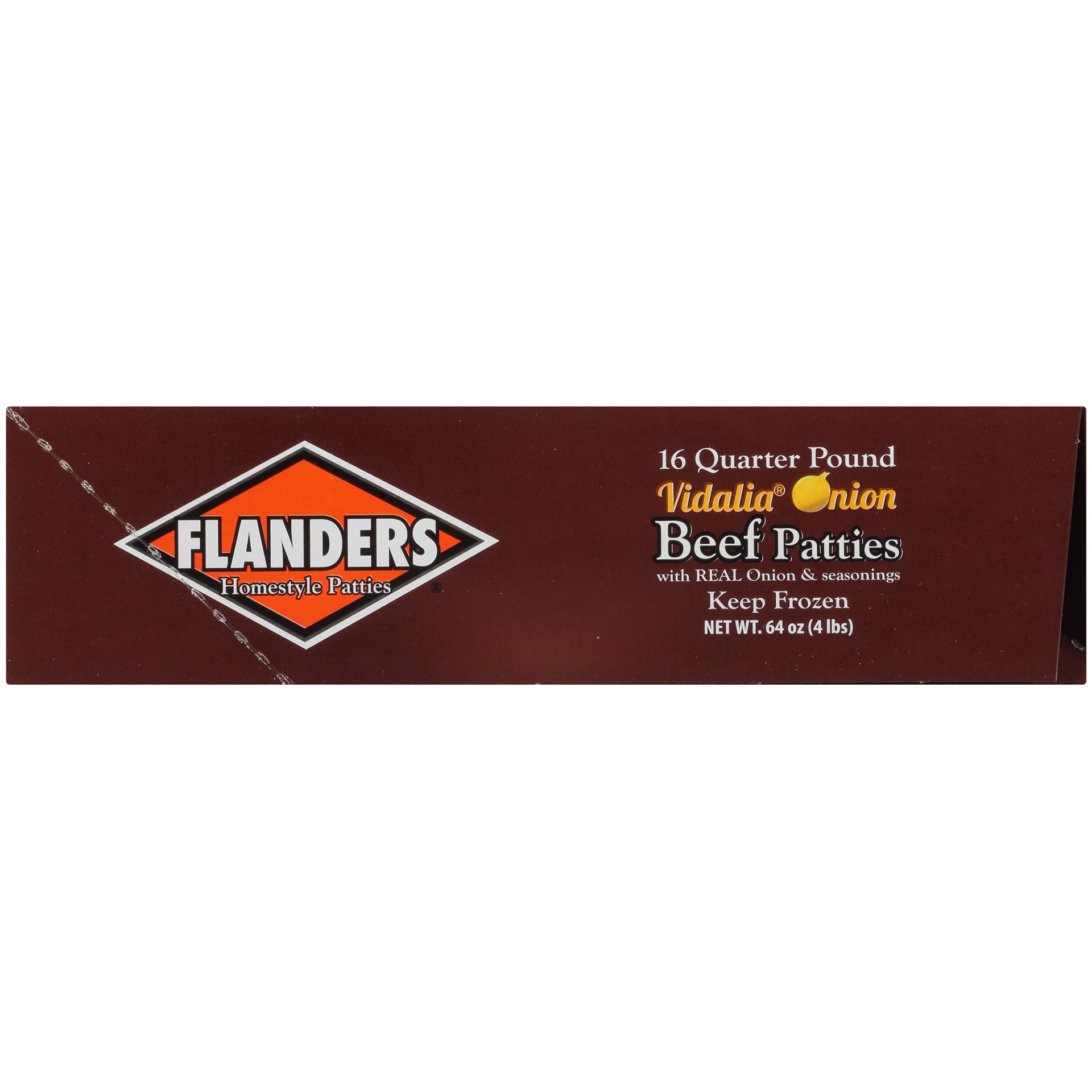 slide 5 of 8, Flanders Homestyle Patties 16 Quarter Pound Vidalia Onion Beef Patties, 4 lb