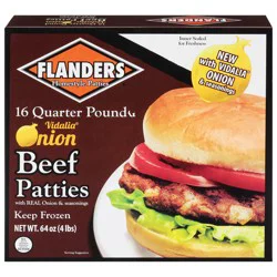 Flanders Quarter Pound Vidalia Onion Beef Patties with Real Onion & Seasonings 16 ea