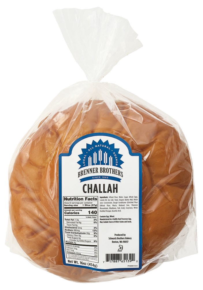 slide 2 of 2, Brenner Brothers Challah Bread, 16 oz