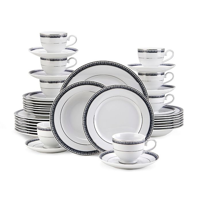 slide 1 of 1, Mikasa Platinum Crown Dinnerware Set - Cobalt, 40 ct