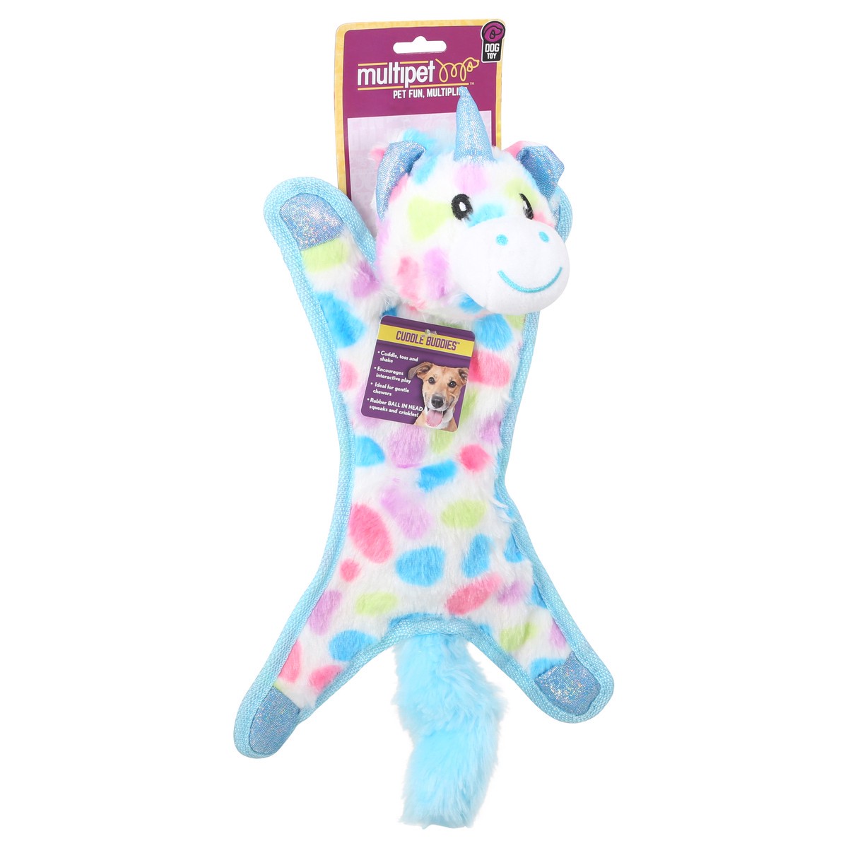 slide 6 of 9, Multipet Crinkle Unicorn Dog Toy, 1 ct