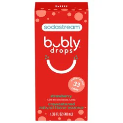 Sodastream Bubly Drops Unsweetened Natural Flavor Essence Strawberry 1.36 Fl Oz