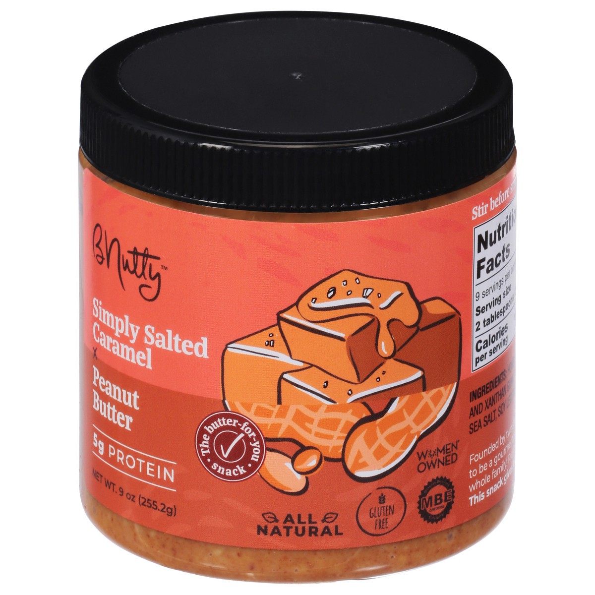 slide 5 of 9, BNutty Simply Salted Caramel Peanut Butter 9 oz, 9 oz