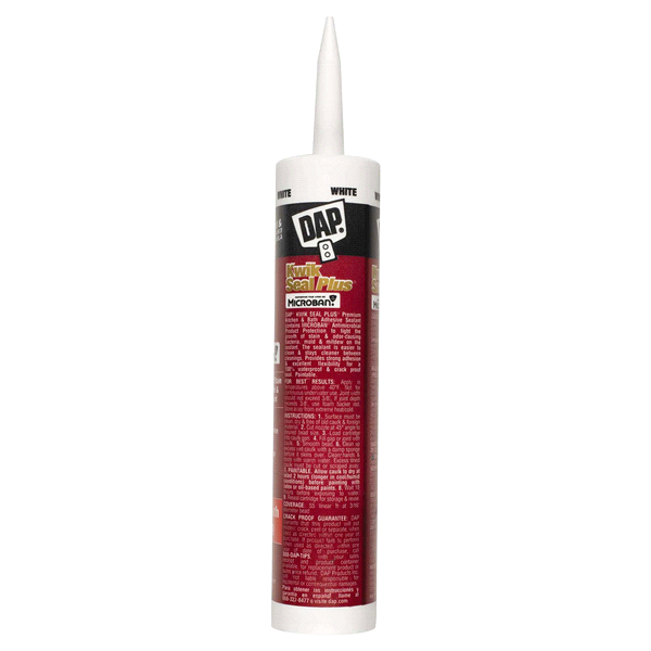 slide 4 of 9, DAP KWIK SEAL PLUS Premium Adhesive Sealant with MICROBAN - White, 10.1 fl oz