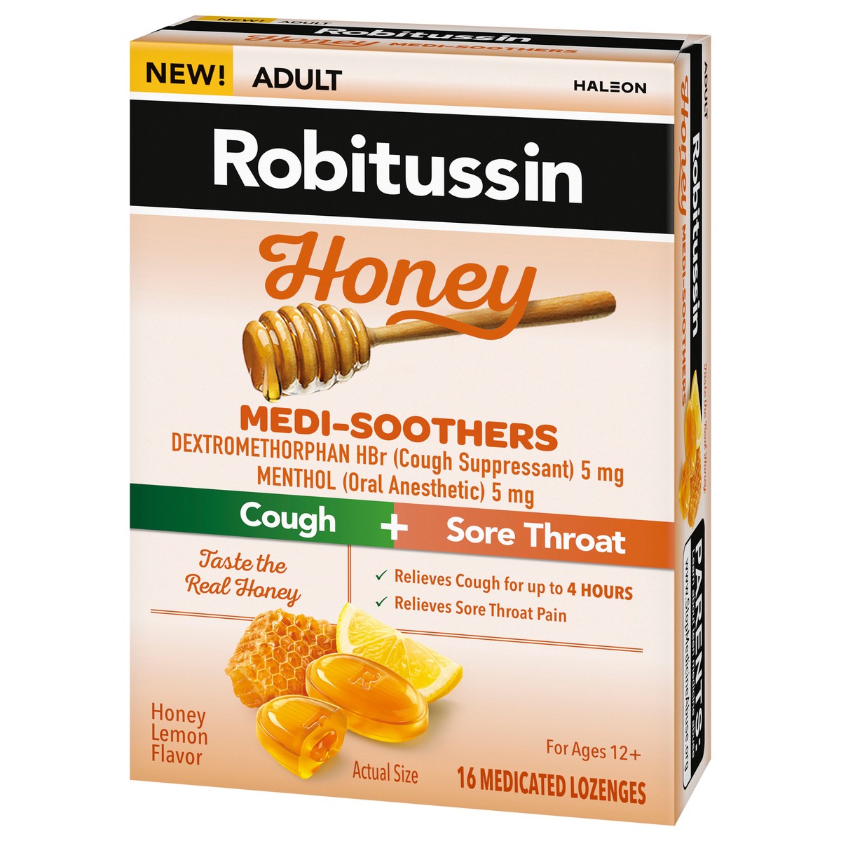 slide 6 of 14, Robitussin Medi-Soothers Honey Lemon Throat Lozenges – 16 Count, 16 ct