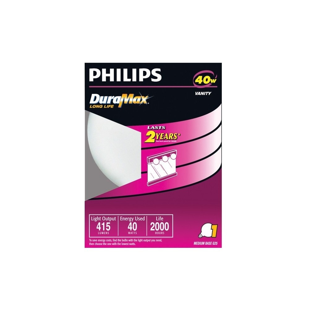 slide 1 of 1, Philips 40-Watt Medium Base G25 Globe Vanity Light Bulb, 1 ct