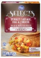 slide 1 of 1, Kroger Selects Turkey Sausage Egg & Cheese Salsa & Roasted Potato Whole Wheat Tortilla Wraps, 12 oz