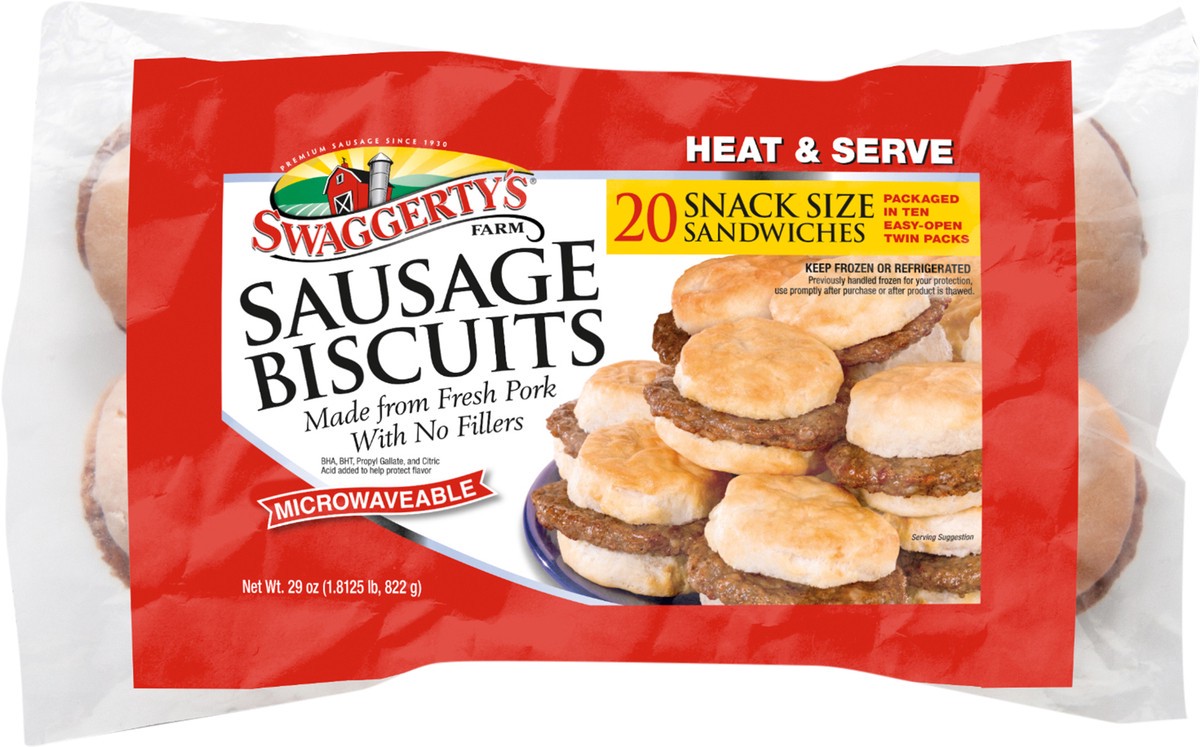 slide 4 of 6, Swaggerty's Farm 20 Sausage Biscuits 29oz Twin Pk, 29 oz