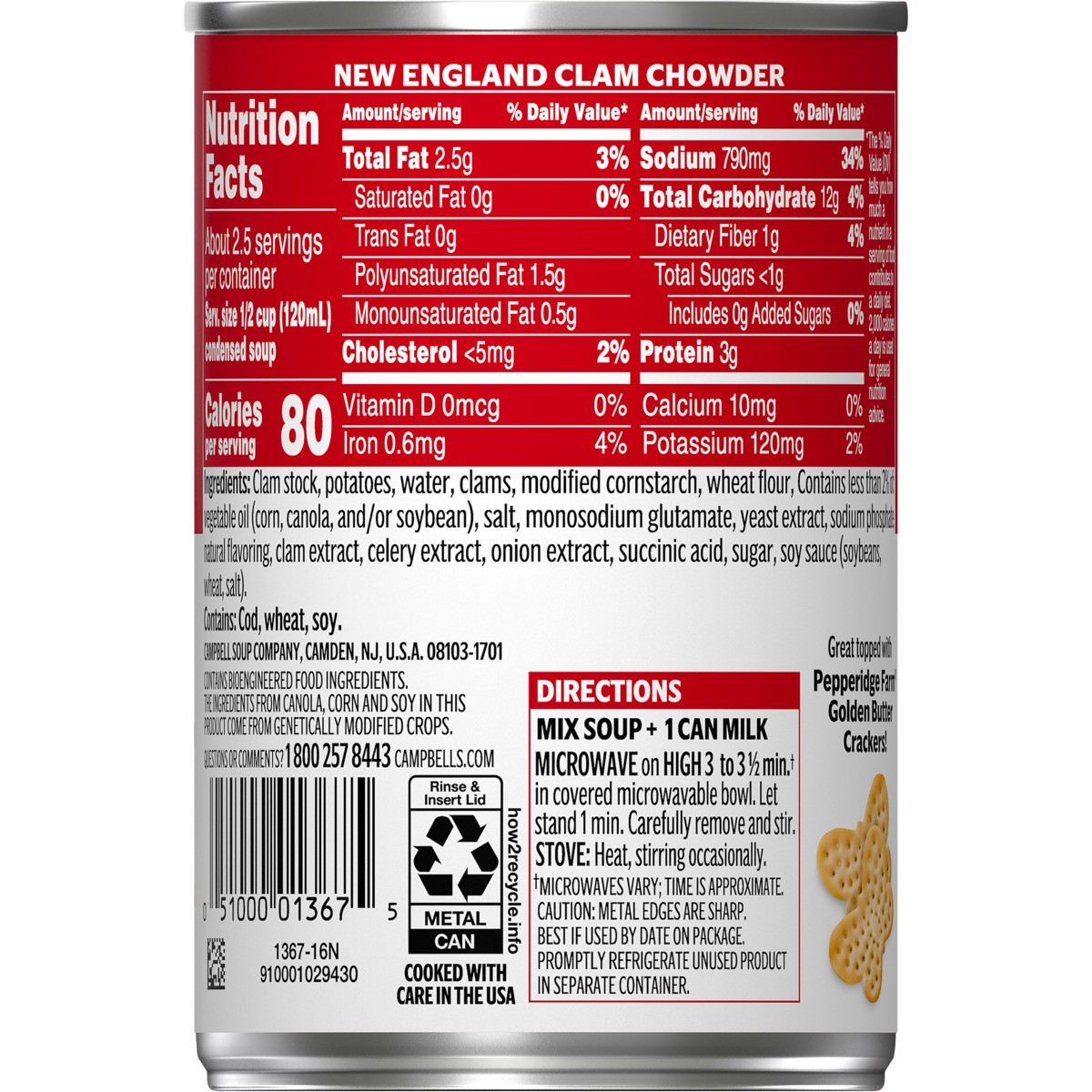 slide 5 of 11, Campbell's Condensed New England Clam Chowder Soup, 10.5 oz Can, 10.5 oz