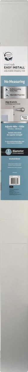 slide 2 of 9, Zenna Home Easy Install Smart Adjustable Drapery Rod 1 ea, 1 ct