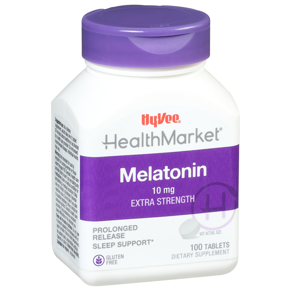 slide 1 of 1, Hy-Vee Healthmarket Melatonin 10Mg Extra Strength, 100 ct