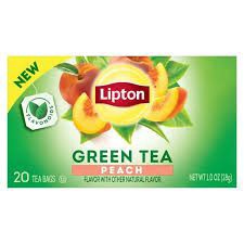 slide 1 of 21, Lipton Peach Green Tea Bags, Flavored, Unsweetened Teabags for Hot Tea or Peach Iced Tea with Caffeine and Flavonoids, 20ct Box, 20 ct