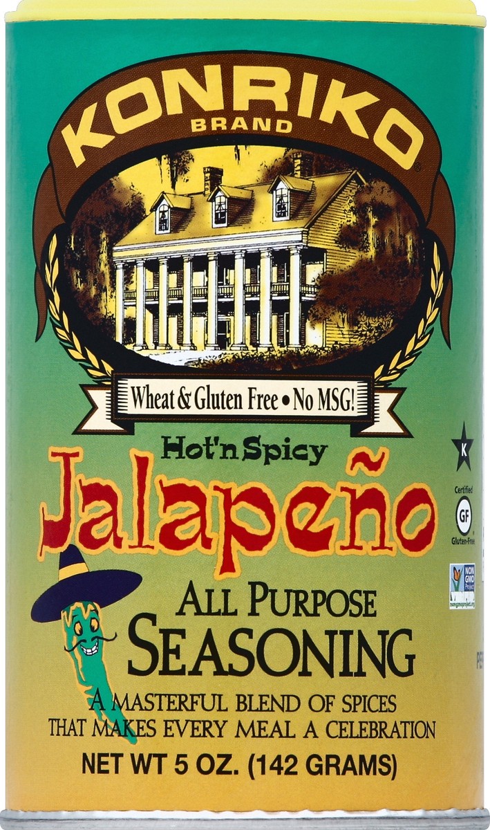 slide 3 of 3, Konriko Brand Wheat & Gluten Free All Purpose Seasoning Hot 'n Spicy Jalapeno, 5 oz