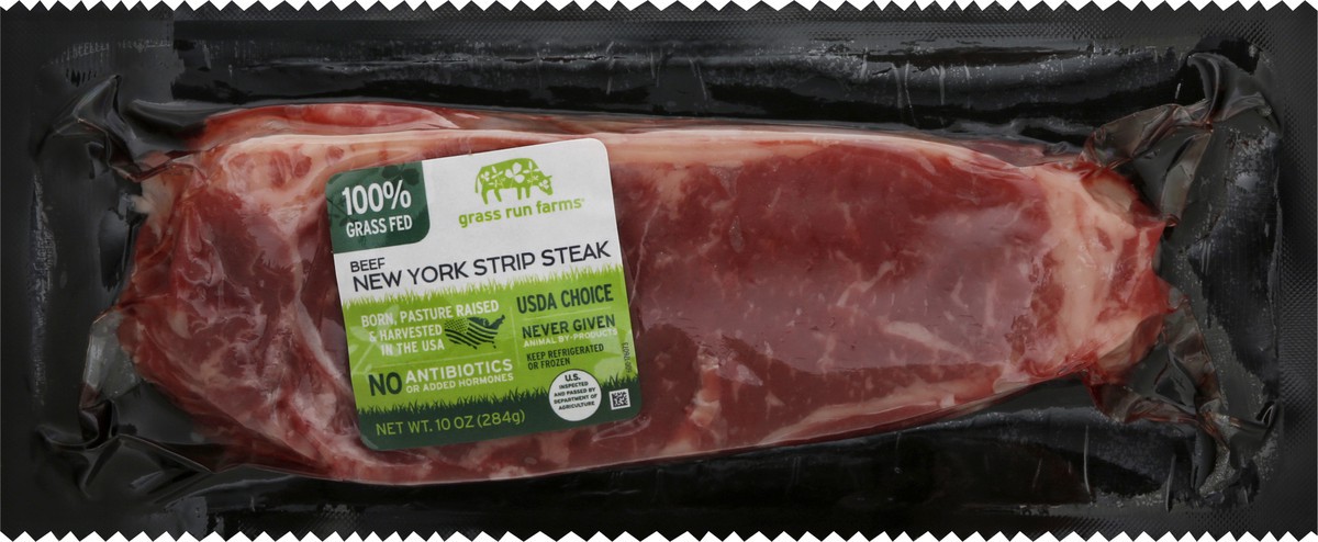 slide 2 of 12, Grass Run Farms New York Strip Steak Beef 10 oz, 10 oz