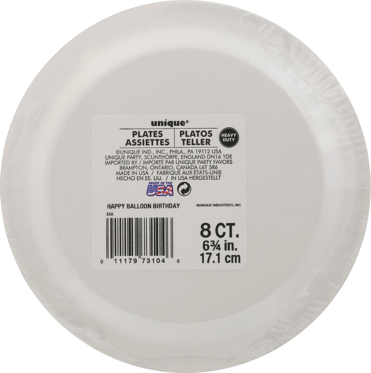 slide 3 of 12, Unique Happy Balloon Birthday 6-3/4 Inch Plates 8 Count, 8 ct