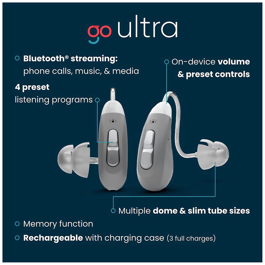 slide 5 of 5, Go Hearing Go Ultra Over The Counter Behind-the-Ear Hearing Aids One Size, 1 pair