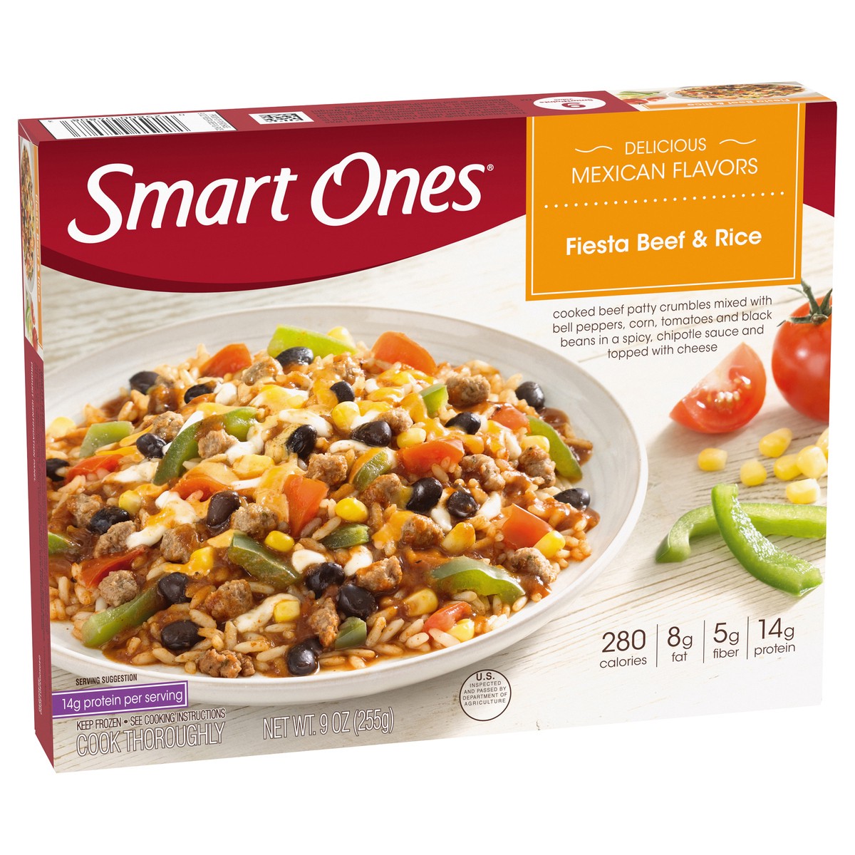 slide 3 of 10, Smart Ones Delicious Mexican Flavors Fiesta Beef & Rice Frozen Entree 9 oz. Box, 9 oz