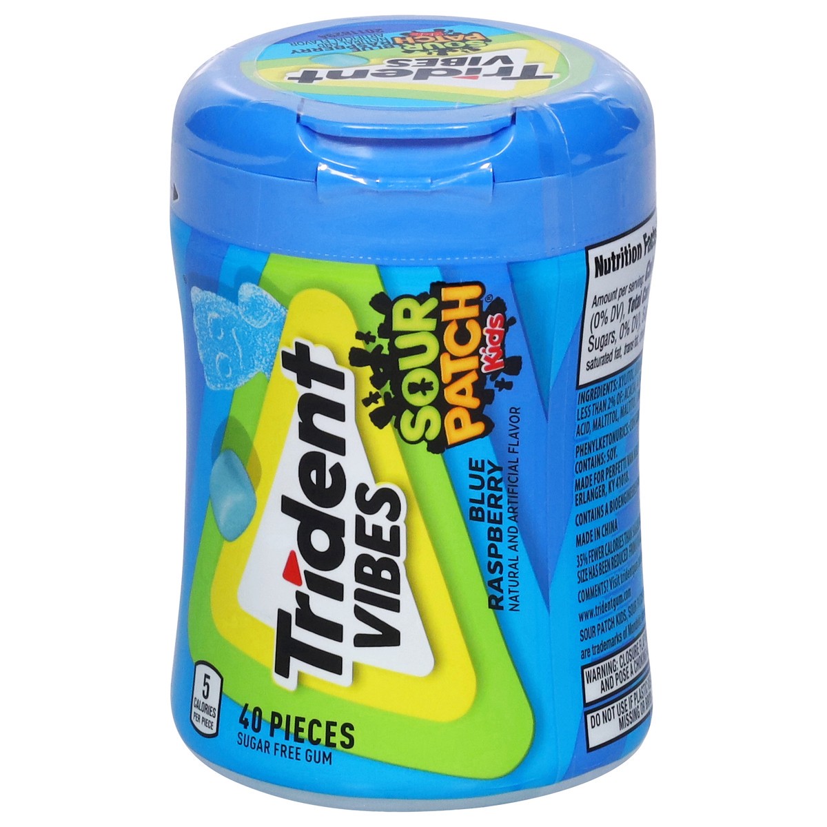 slide 7 of 15, Trident Vibes Blu Rasp, 40 ct