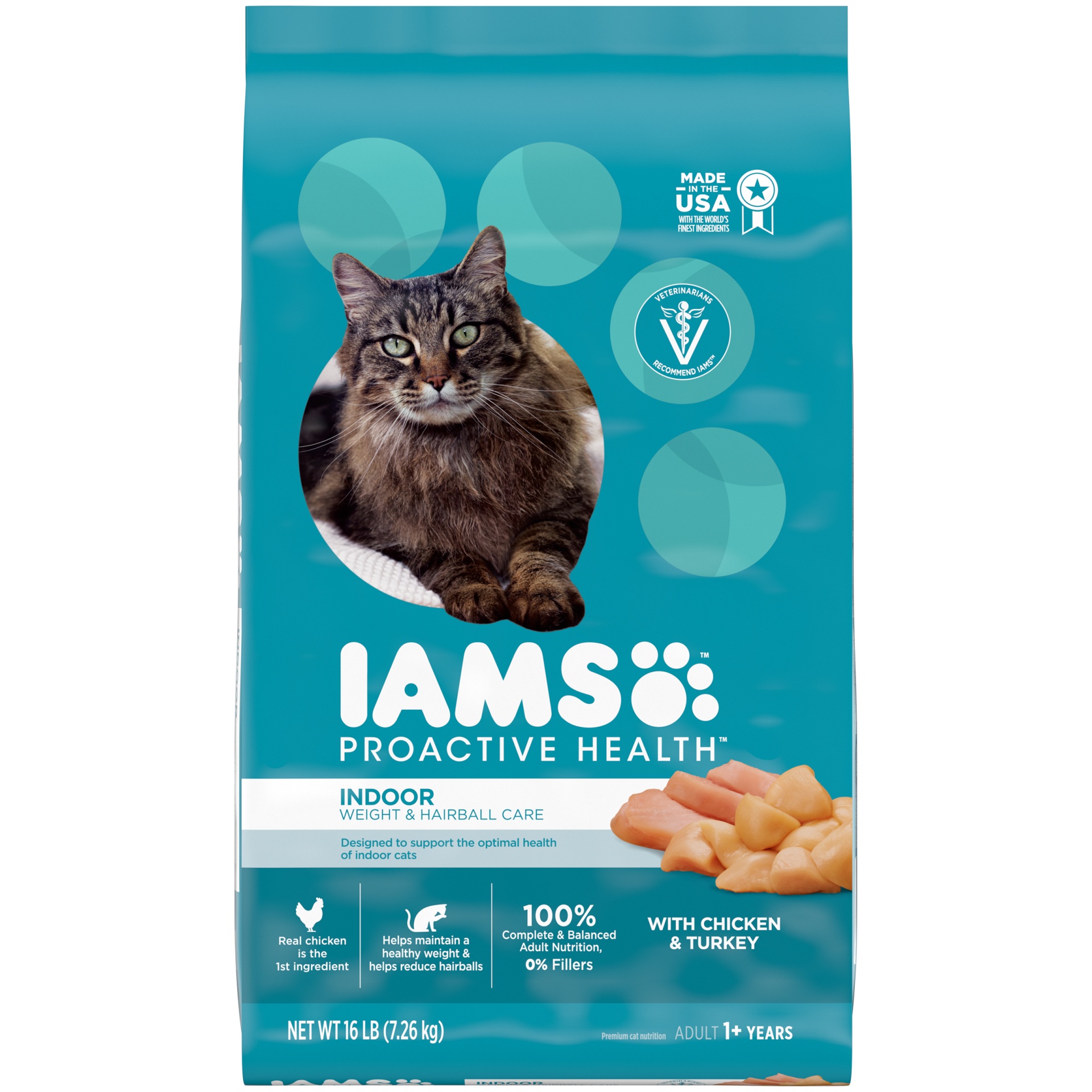 slide 1 of 1, IAMS ProActive Health Indoor Weight & Hairball Care Adult Cat Food, 16 lb