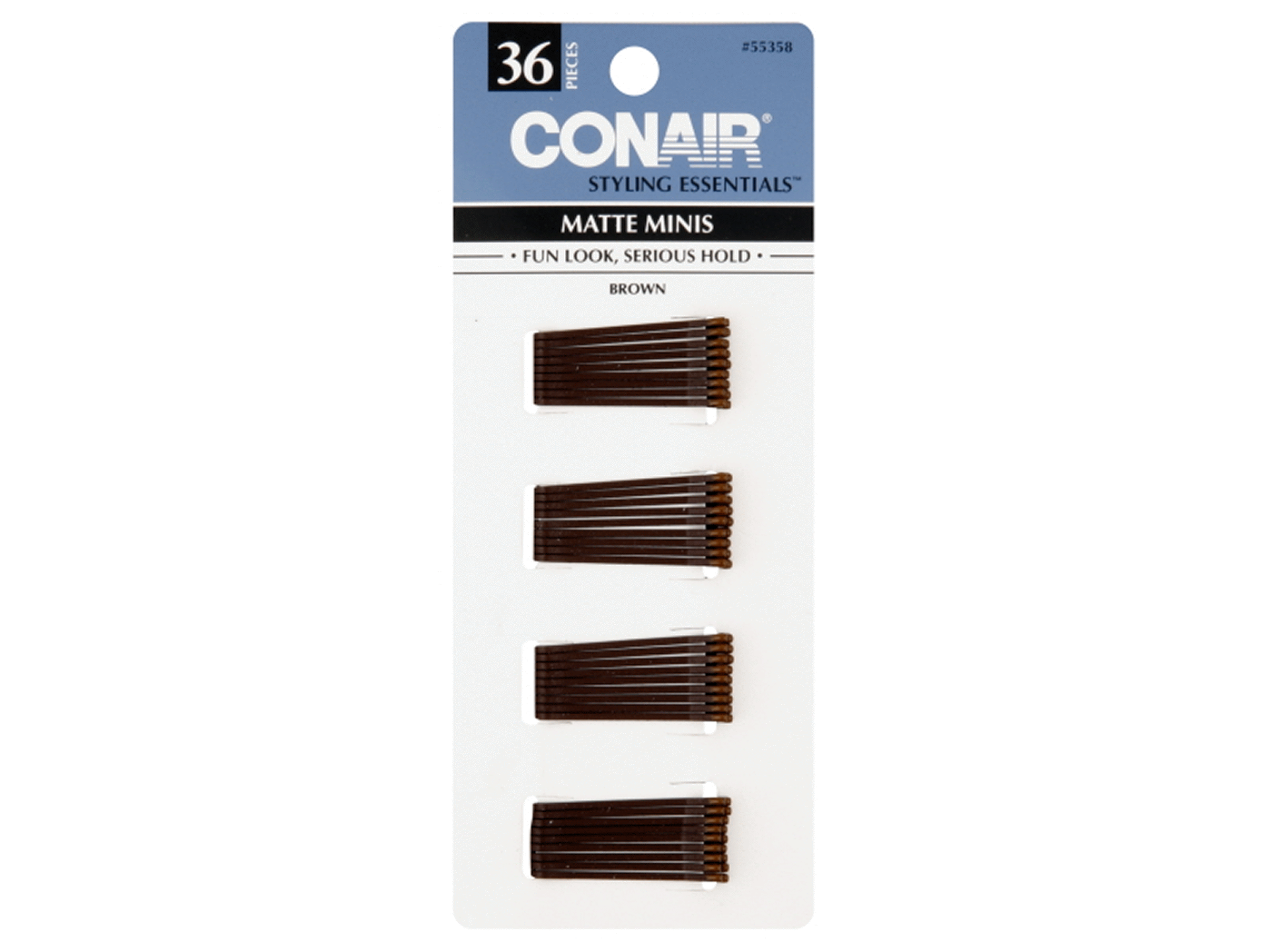 slide 1 of 1, Conair Styling Essentials Mini Pins, Secure Hold, Brown, 36 ct