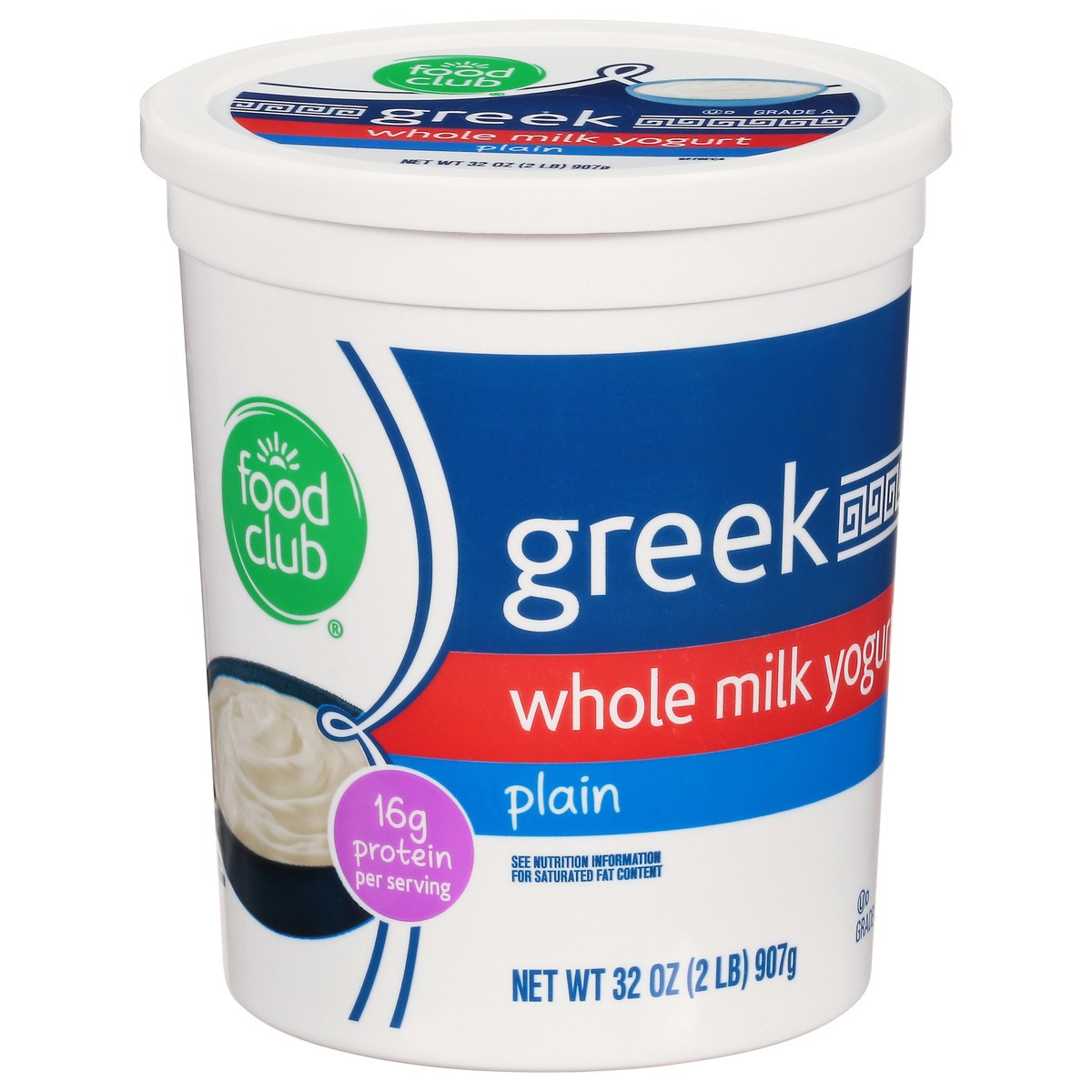 slide 6 of 14, Food Club Whole Milk Greek Plain Yogurt 32 oz, 32 oz