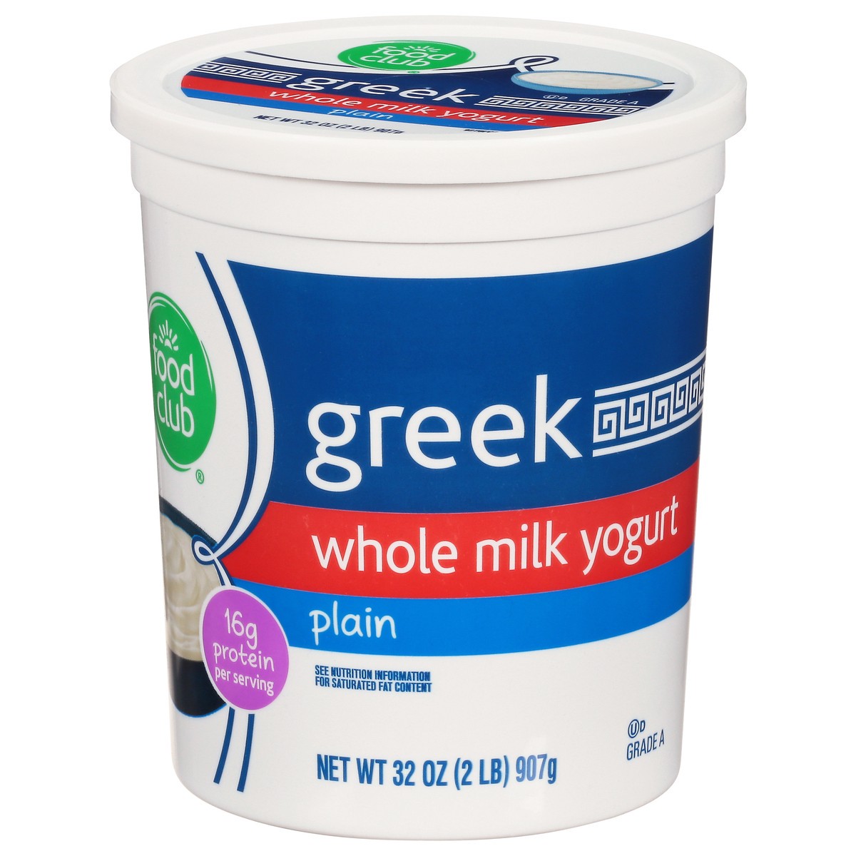 slide 10 of 14, Food Club Whole Milk Greek Plain Yogurt 32 oz, 32 oz