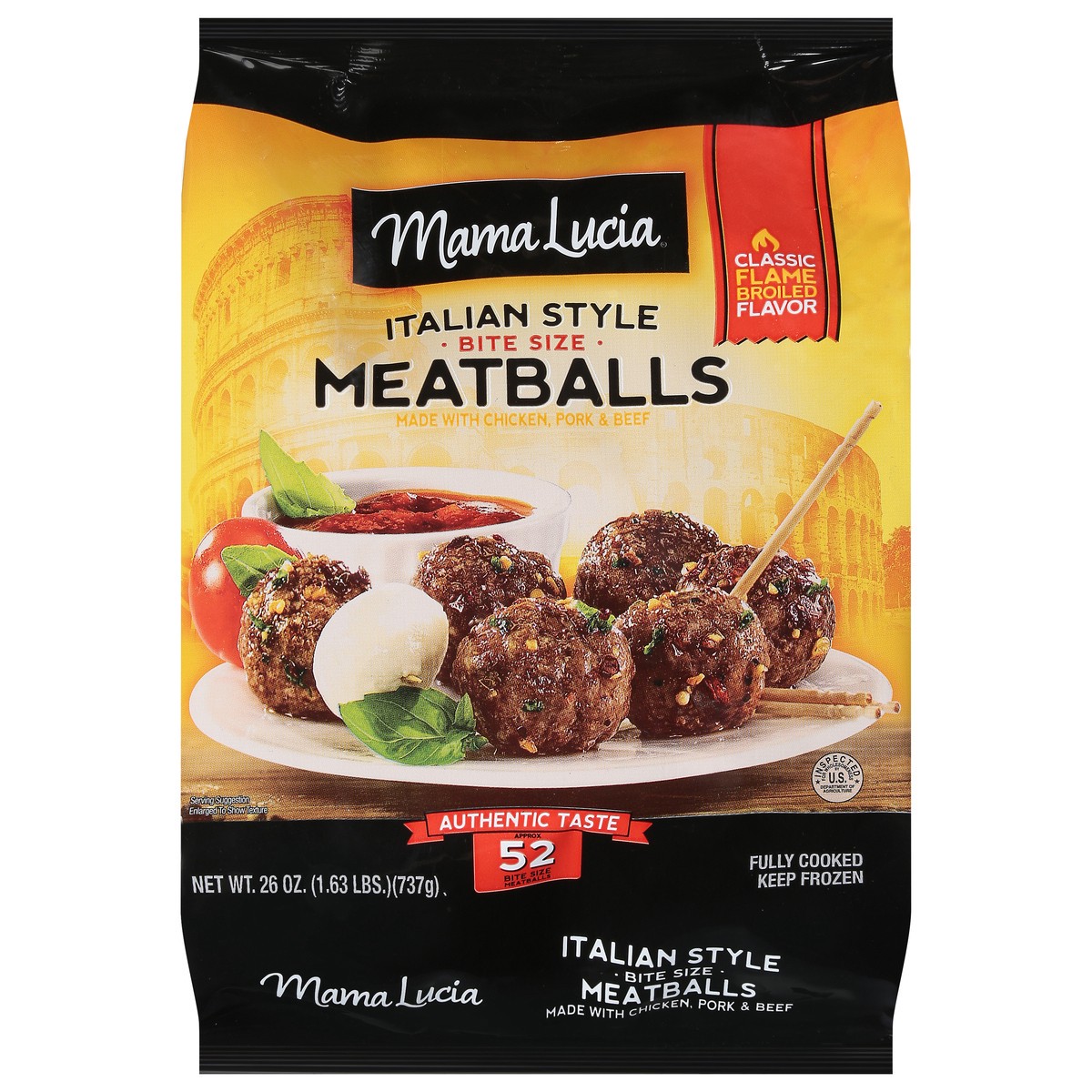 slide 13 of 13, Mama Lucia Bite Size Italian Style Classic Flame Broiled Flavor Meatballs 26 oz, 26 oz