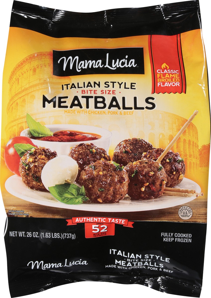 slide 9 of 13, Mama Lucia Bite Size Italian Style Classic Flame Broiled Flavor Meatballs 26 oz, 26 oz