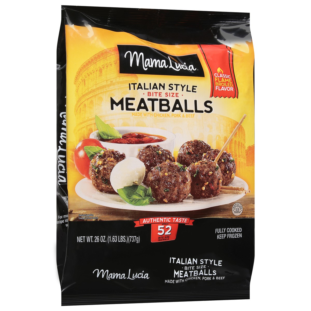 slide 5 of 13, Mama Lucia Bite Size Italian Style Classic Flame Broiled Flavor Meatballs 26 oz, 26 oz