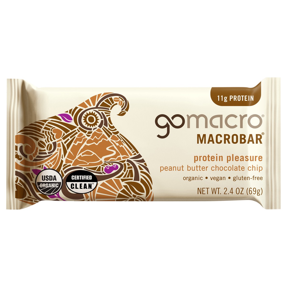 slide 1 of 6, GoMacro Organic Vegan Peanut Butter Chocolate Chip Macrobar - 2.4 oz, 2.5 oz